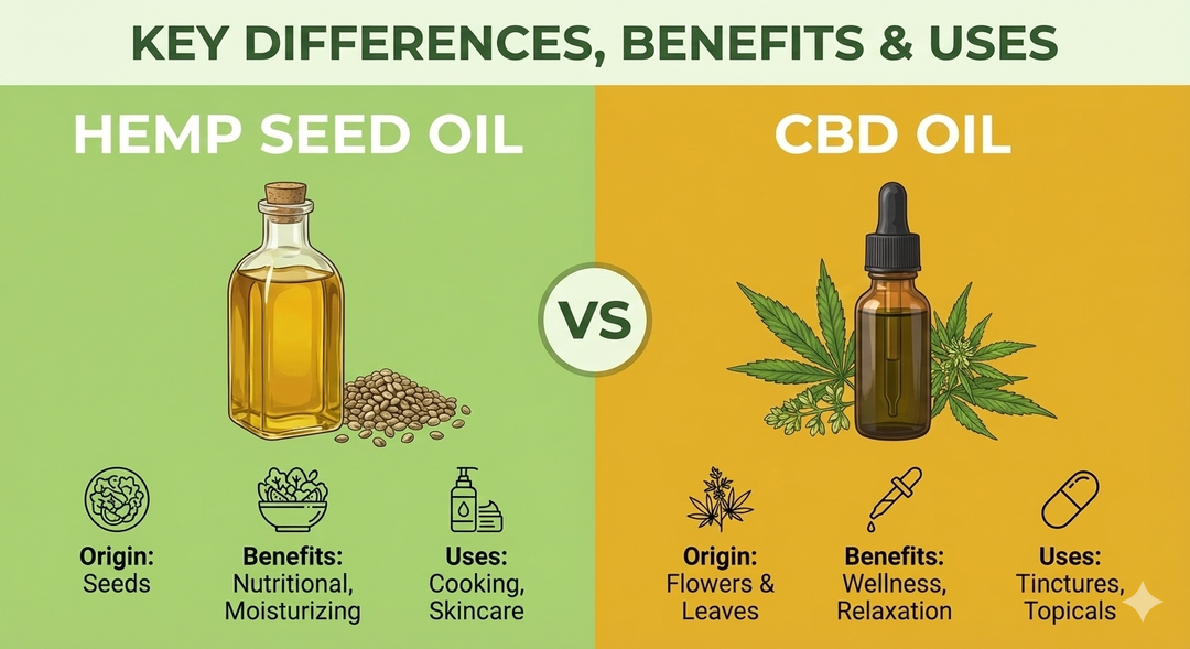 Hemp Seed Oil vs CBD Oil: Key Differences, Benefits & Uses