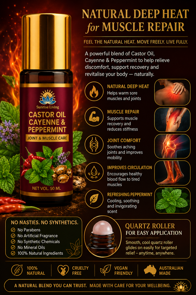 Organic Castor Oil with Cayenne & Peppermint – Natural Massage Roll-On