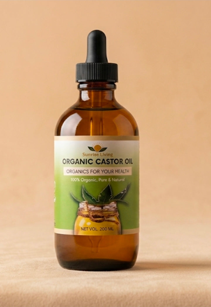 Organic Castor Oil 200 mL - Amber Glass Bottle Glass Dropper