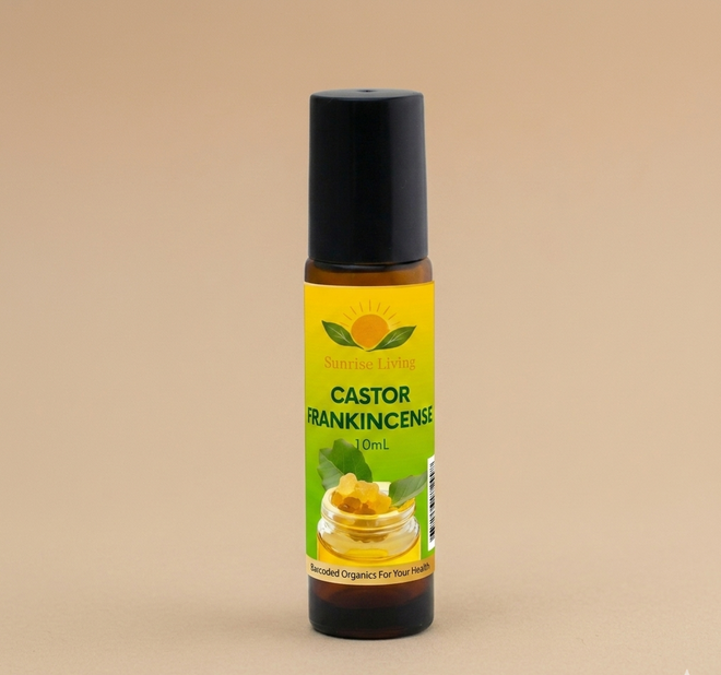 Organic Castor Oil and Frankincense Roll-On 10mL - Amber Glass Bottle Stainless Steel Roller