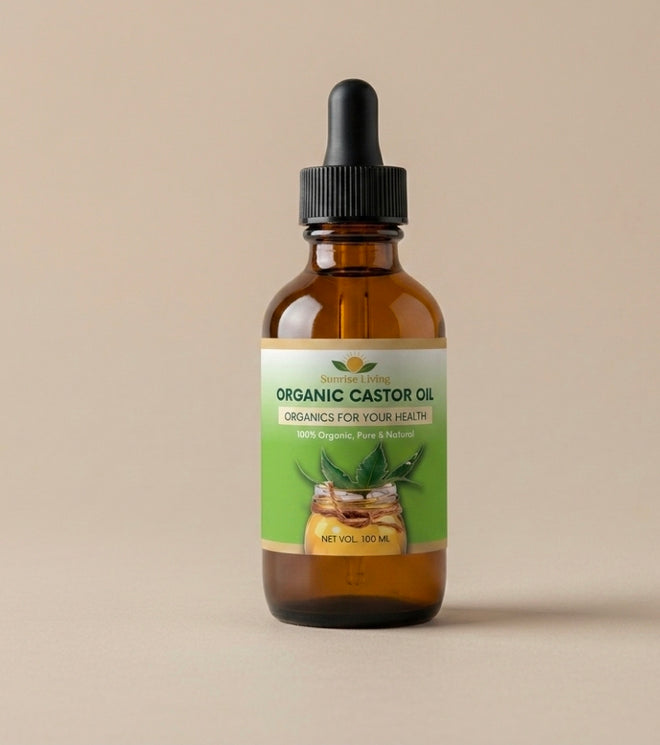 Organic Castor Oil 100 mL - Amber Glass Bottle Glass Dropper
