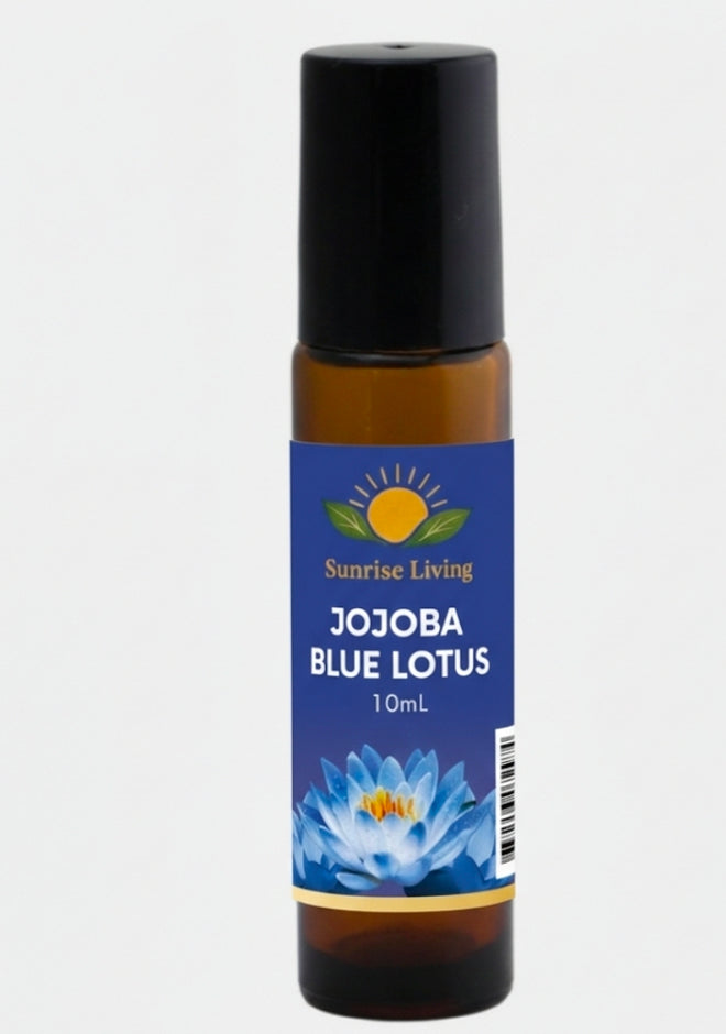 Organic Jojoba Oil and Blue Lotus Absolute Roll-On 10mL - Amber Glass Bottle Stainless Steel Roller