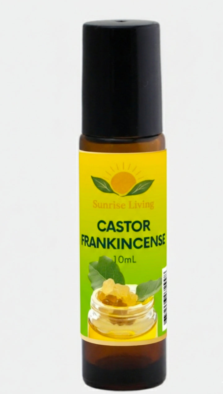 Organic Castor Oil and Frankincense Roll-On 10mL - Amber Glass Bottle Stainless Steel Roller
